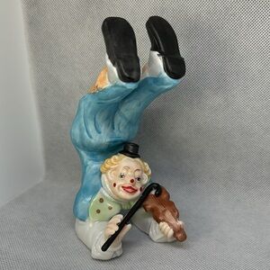 Ardalt Vintage Porcelain Clown Upside down Plays Violin Ceramic Figure 5.8”